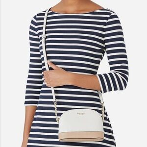 Kate Spade White and Tan Crossbody Bag with Adjustable Strap